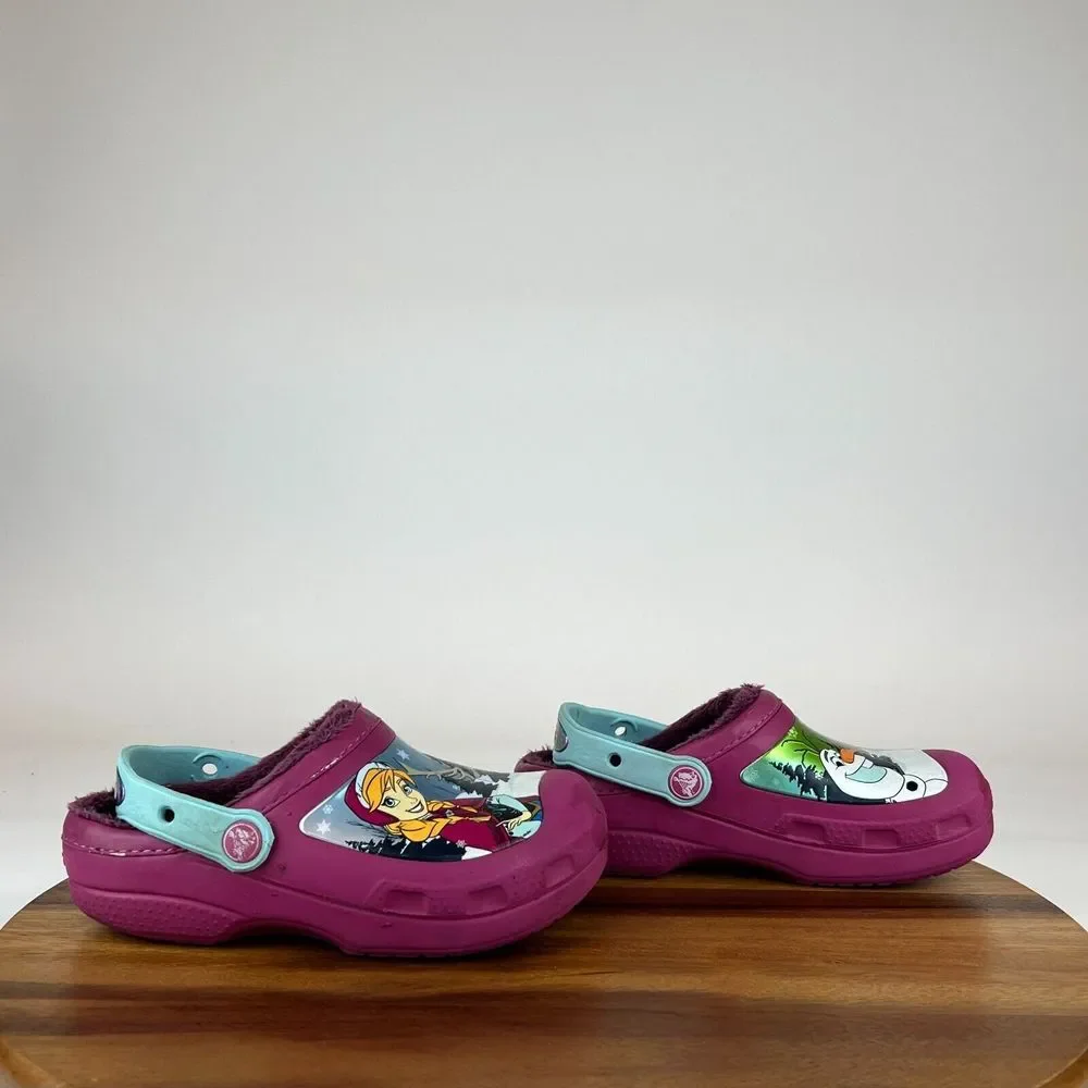 Kids Childrens‎ Frozen Purple Lined Slip On Shoes Clogs Sandals Size 1 Y GUC